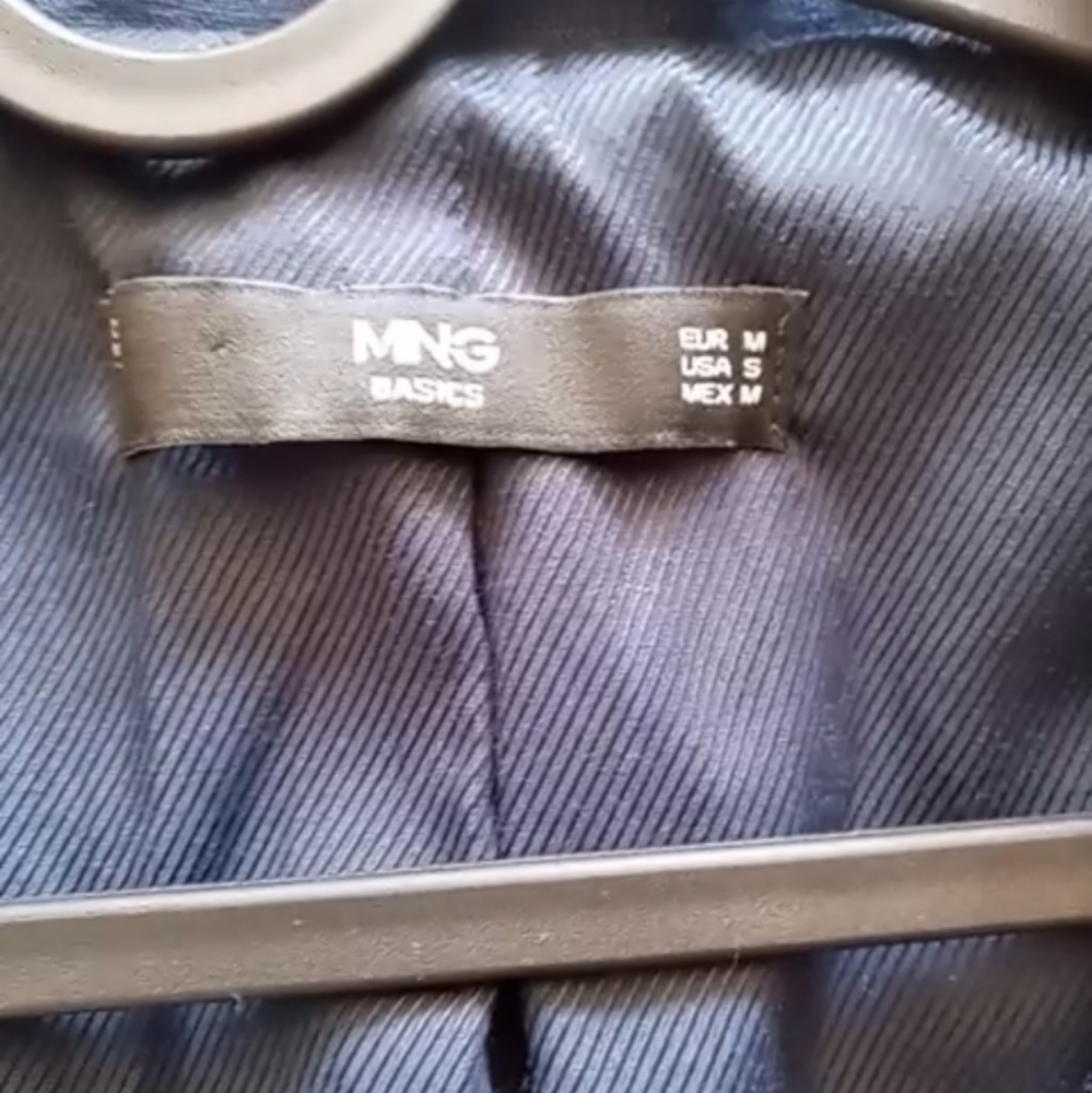 Mango Basics Open Front Blazer Linen Blend Blue Size Small - Picture 3 of 5